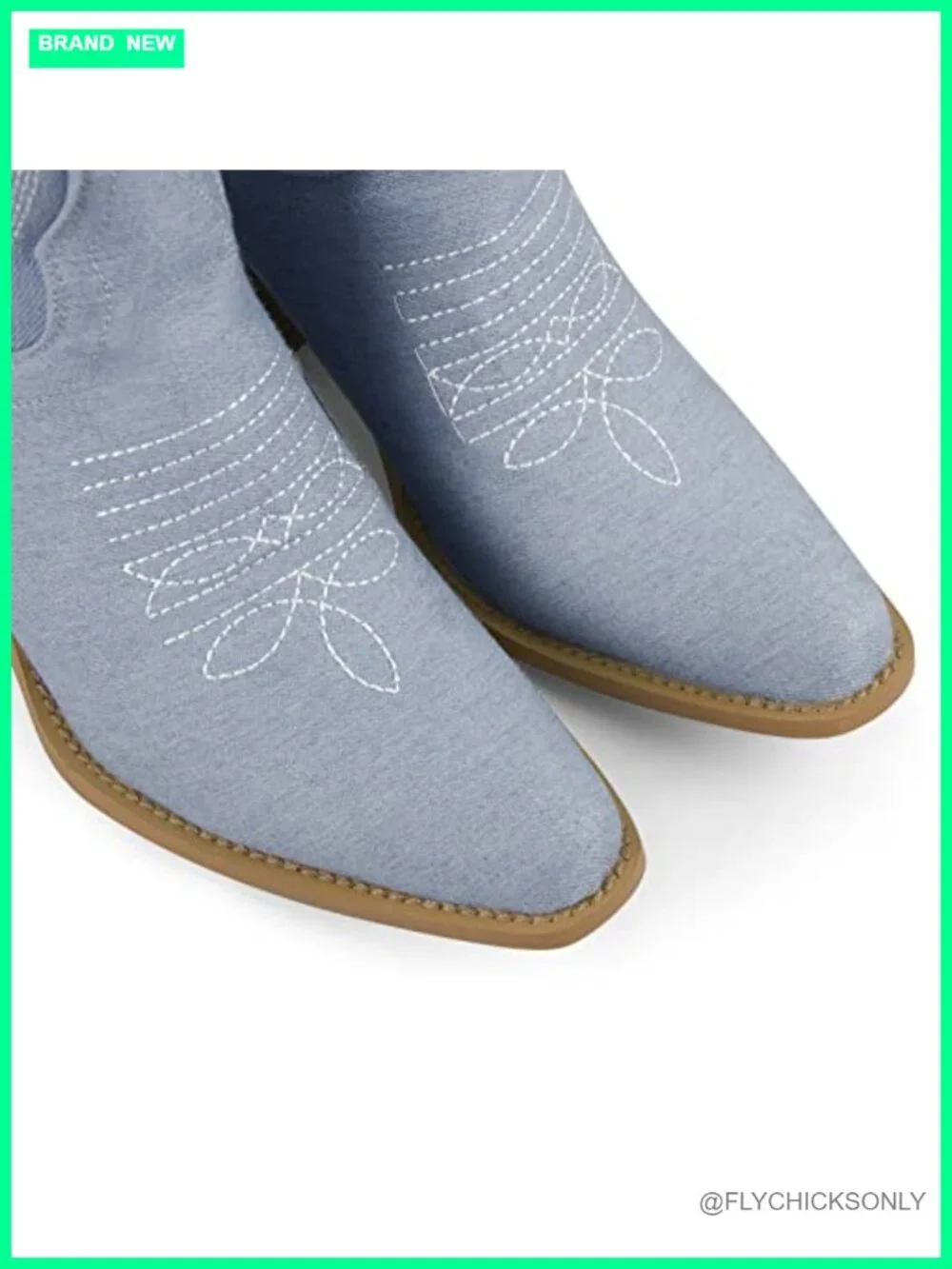 Embroidered Western Boots Pull On Tab Mid Calf Cowgirl Booties Distressed Heel